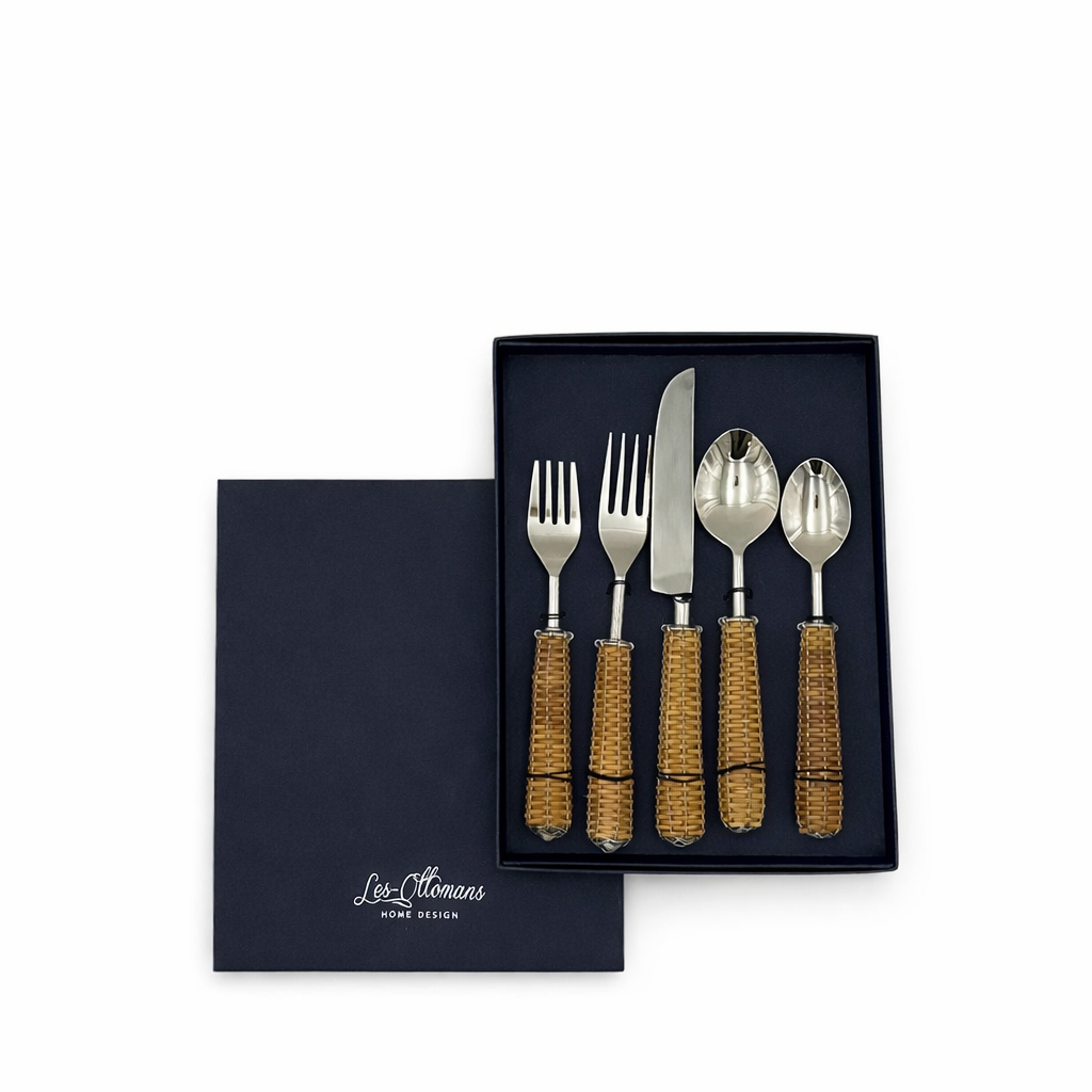 4 Sets Cubertería de 5 piezas - Rattan