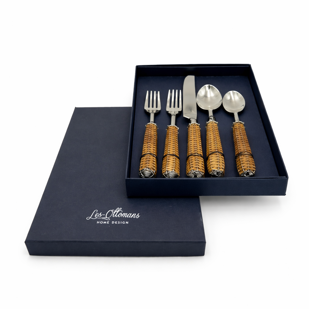 4 Sets Cubertería de 5 piezas - Rattan