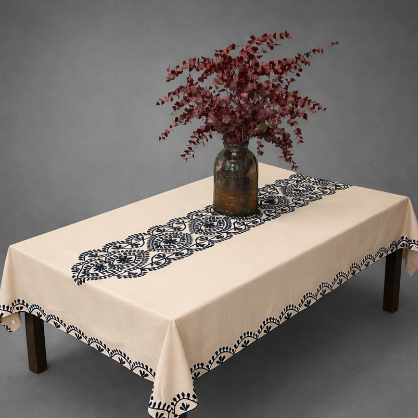 Mantel de algodón bordado