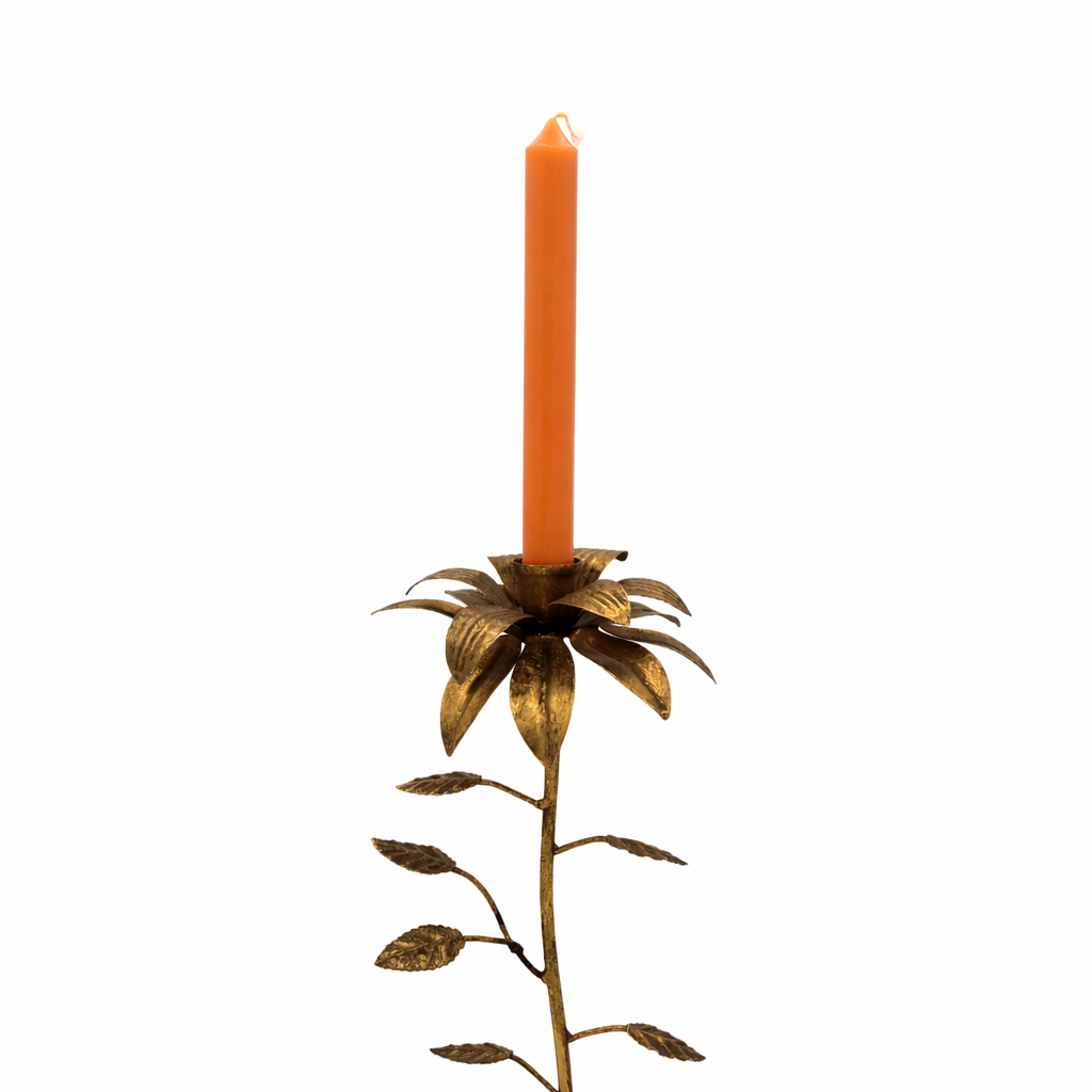 Candelabro flor metal dorado