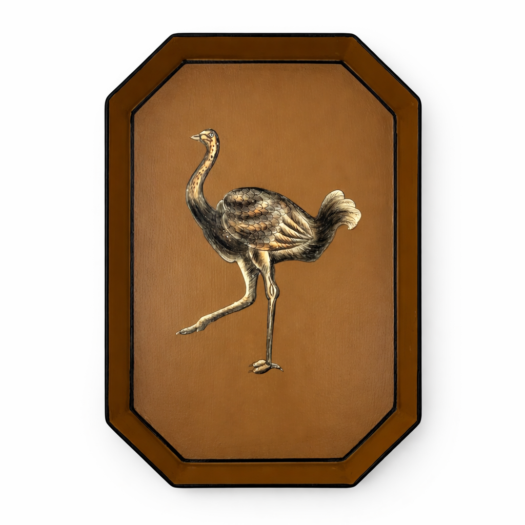 Bandeja de hierro pintada a mano - Avestruz