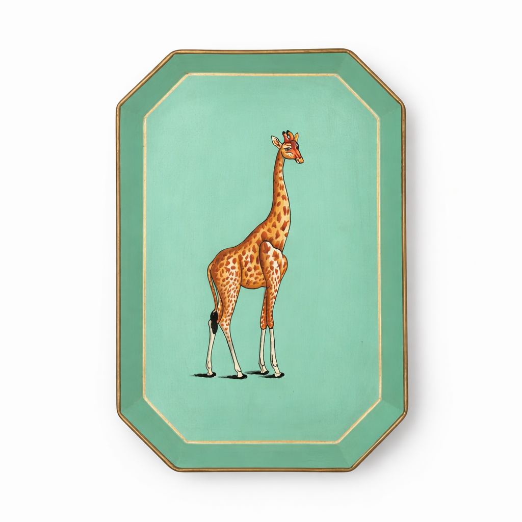 Bandeja de hierro pintada a mano - Jirafa