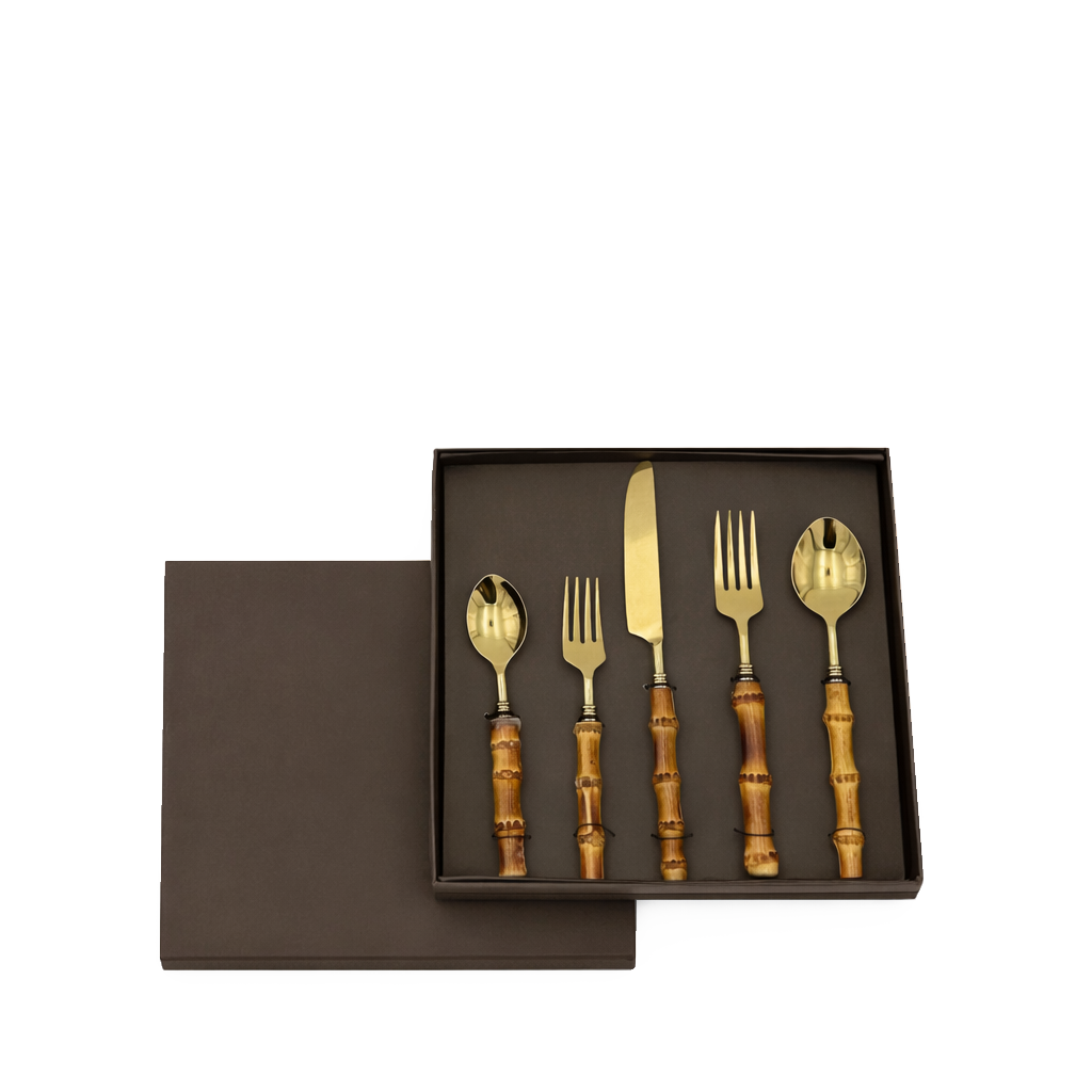 4 Sets Cubertería de 5 piezas - Bamboo